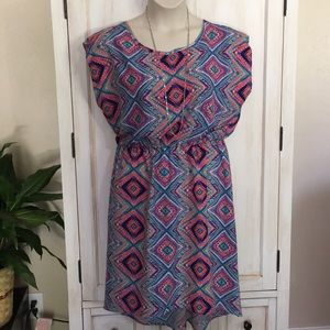 Bright Aztec Print High Low Dress by Just Be